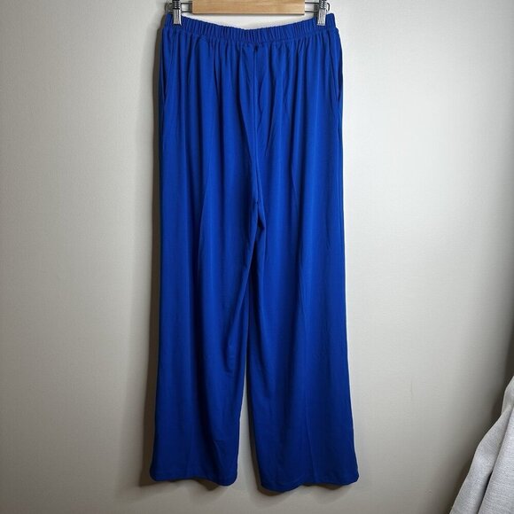 Bob Mackie Wearable Art Lagenlook Wide Leg Stretch trouser Pant Small‎ Blue NWT - Picture 3 of 13